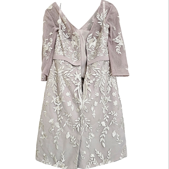 Nwt JJs House Taupe Floral Embroidered Lace Illusion Neckline Mother/Bri… - Picture 12 of 17